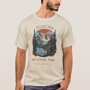 Retro berg T-shirt van Glacier National Park