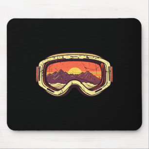 Retro Berg Zonsondergang Ski Sneeuwbril 80s Sk Muismat