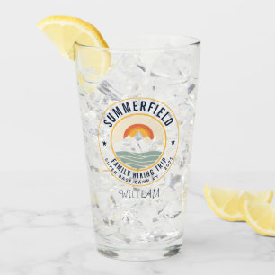 Retro Bergen Familie Wandelen Matching Personalise Glas