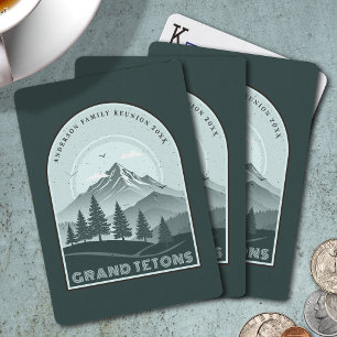 Retro bergfamilie vakantie teal ID1136 Pokerkaarten