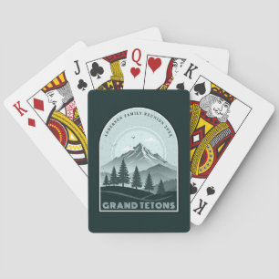Retro bergfamilie vakantie teal ID1136 Pokerkaarten