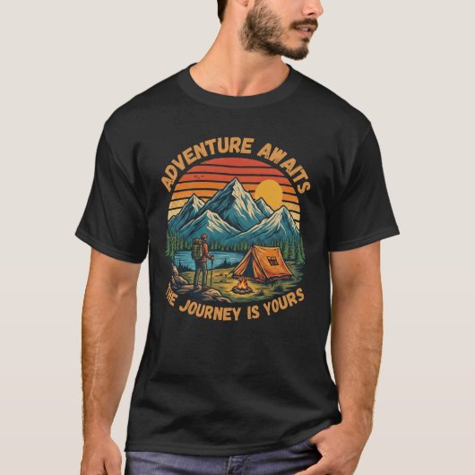 Retro bergkamperen en hikingavontuur t-shirt (Voorkant)