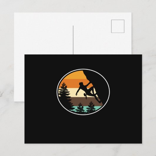 Retro bergklimmer aankondigingskaart (Voorkant / Achterkant)