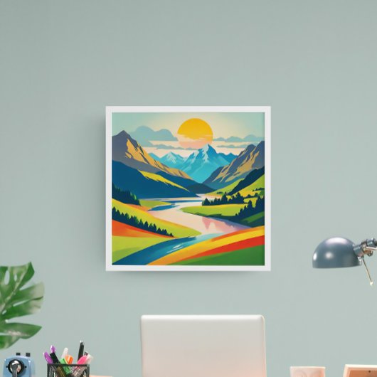 Retro Berglandschap Acryl Muur Kunst Foto Afdruk