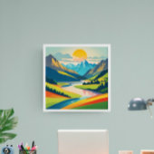 Retro Berglandschap Acryl Muur Kunst Perfect Poster