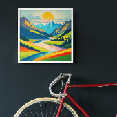 Retro Berglandschap Acryl Muur Kunst Perfect Poster
