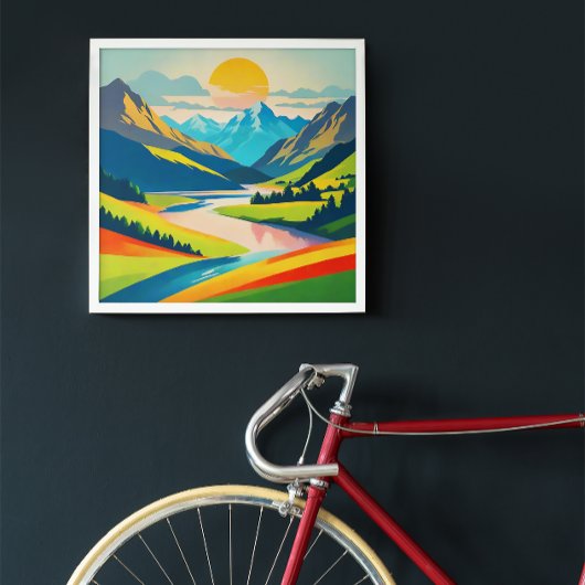 Retro Berglandschap Acryl Muur Kunst Perfect Poster