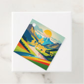 Retro berglandschap bedankjes labels (In situ)