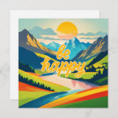 Retro berglandschap feestdagenkaart (Voorkant / Achterkant)