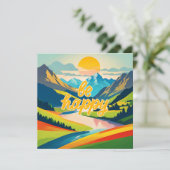 Retro berglandschap feestdagenkaart (Staand voorkant)