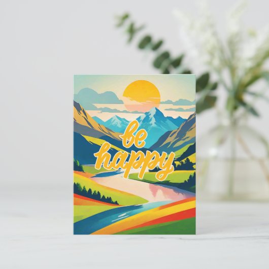 Retro berglandschap feestdagenkaart (Staand voorkant)