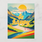 Retro berglandschap feestdagenkaart (Voorkant)