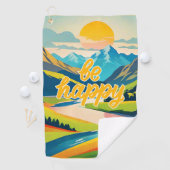 Retro berglandschap golfhanddoek (Insitu)