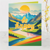 Retro berglandschap kaart (Gele Bloem)
