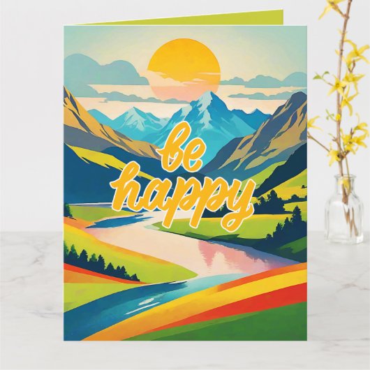 Retro berglandschap kaart (Gele Bloem)