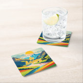 Retro berglandschap kartonnen onderzetters (Insitu)