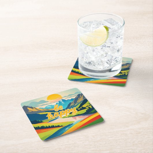 Retro berglandschap kartonnen onderzetters (Insitu)