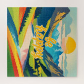 Retro berglandschap legpuzzel (Horizontaal)