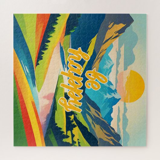 Retro berglandschap legpuzzel (Horizontaal)