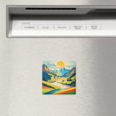 Retro berglandschap magneet (Insitu (Vaatwasser))