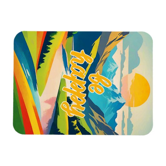 Retro berglandschap magneet (Horizontaal)