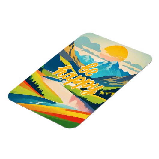 Retro berglandschap magneet (Linkerzijde)