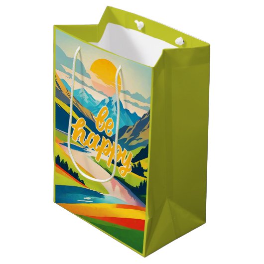 Retro berglandschap medium cadeauzakje (Voorkant Gekanteld)