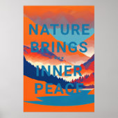 Retro Berglandschap met meer Poster (Voorkant)