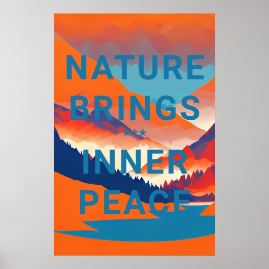 Retro Berglandschap met meer Poster (Voorkant)