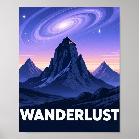Retro berglandschap nachtwandellust poster (Voorkant)