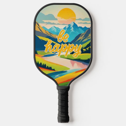 Retro berglandschap pickleball paddle (Voorkant)
