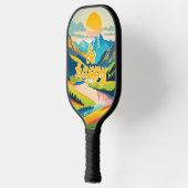 Retro berglandschap pickleball paddle (Links)