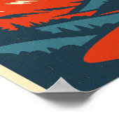 Retro berglandschap | Rood en blauw  Po Poster (Hoek)