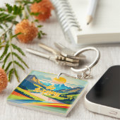 Retro berglandschap sleutelhanger (Voorkant Rechts)