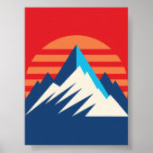 Retro Berglandschap Tekening Poster (Voorkant)