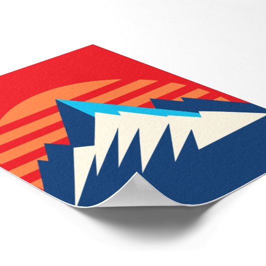 Retro Berglandschap Tekening Poster (Hoek)