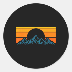 Retro bergsilhouet ronde sticker