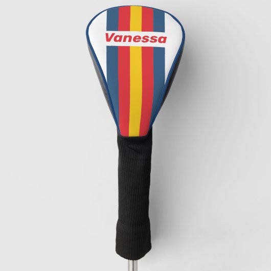 Retro bergspeld met naam golfheadcover (Voorkant)