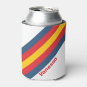 Retro bergstrepen met naam blikjeskoeler (Blikje Voorkant)