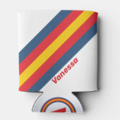 Retro bergstrepen met naam blikjeskoeler (Achterkant)