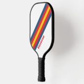 Retro bergstrepen met naam pickleball paddle (Links)
