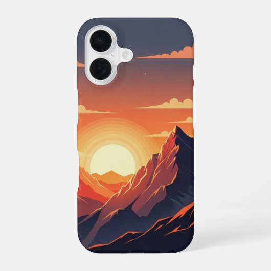 Retro bergzonsondergang iPhone 16 hoesje (Achterkant)