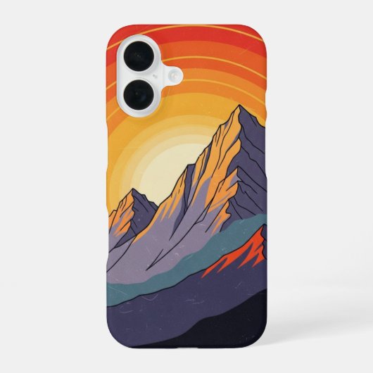 Retro bergzonsondergang iPhone 16 hoesje (Achterkant)