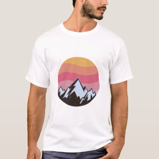 Retro bergzonsondergang landschap vintage T-shirt