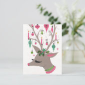  retro bericht toevoegen rendierkaart feestdagenkaart (Staand voorkant)