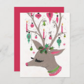  retro bericht toevoegen rendierkaart feestdagenkaart (Voorkant / Achterkant)