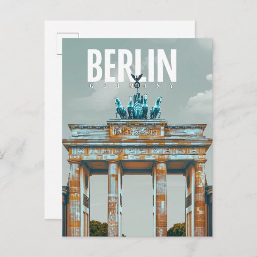Retro Berlijn: Brandenburger Tor Reizen Briefkaart (Voorkant / Achterkant)