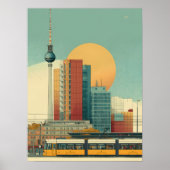 Retro Berlino Skyline Reisposter | Bauhaus Poster (Voorkant)