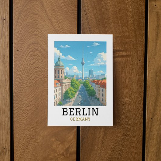 Retro Berlins Silhouette Televisietoren Skyline Ui Briefkaart
