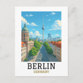 Retro Berlins Silhouette Televisietoren Skyline Ui Briefkaart (Voorkant)